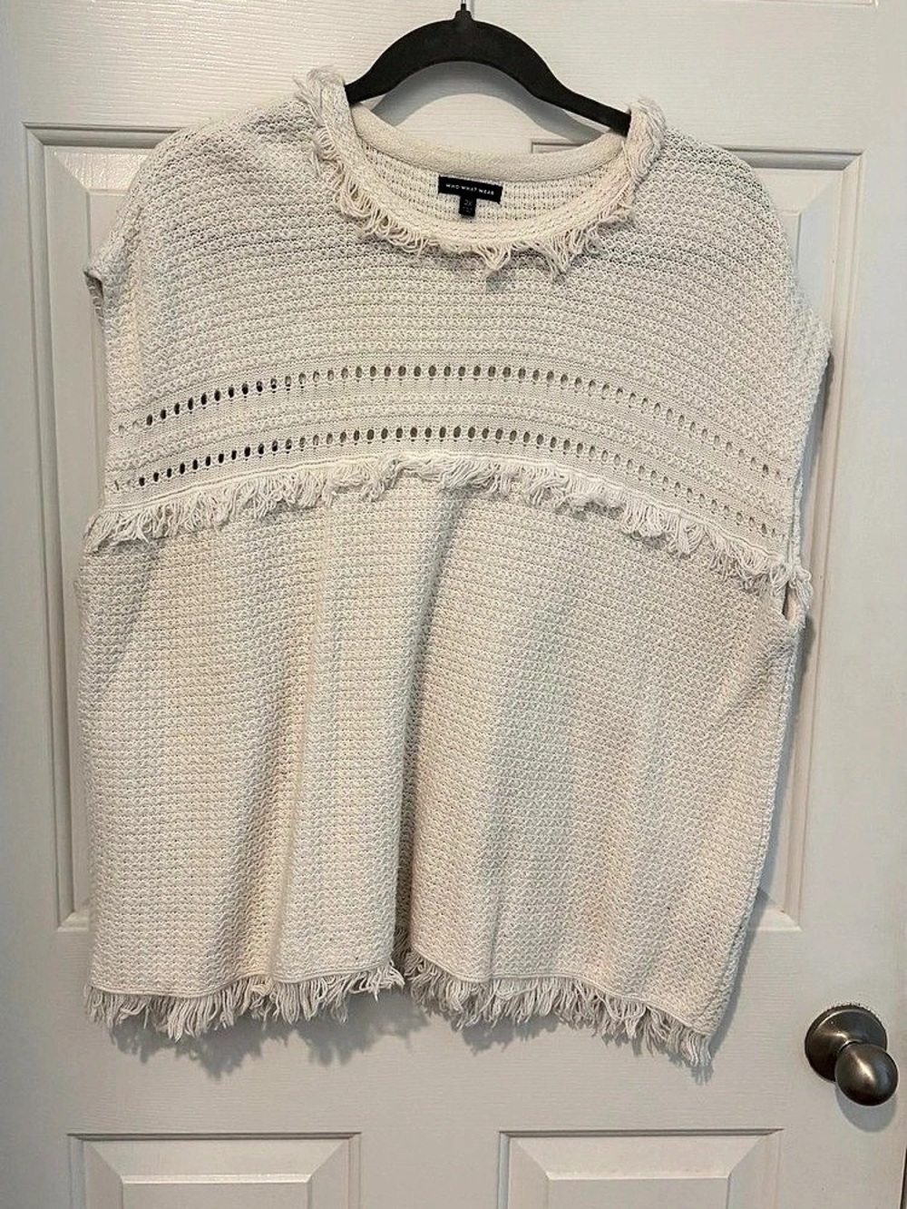 Who What Wear Fringed Knit Sleeveless Sweater